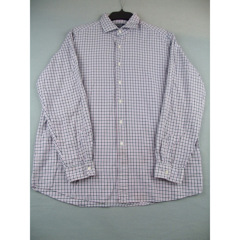 Polo Ralph Lauren Men's XL Purple Navy Check Button Down Shirt Long Sleeve